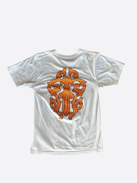 Chrome Hearts Other - Chrome Hearts White & Orange Striped Dagger Logo T-Shirt